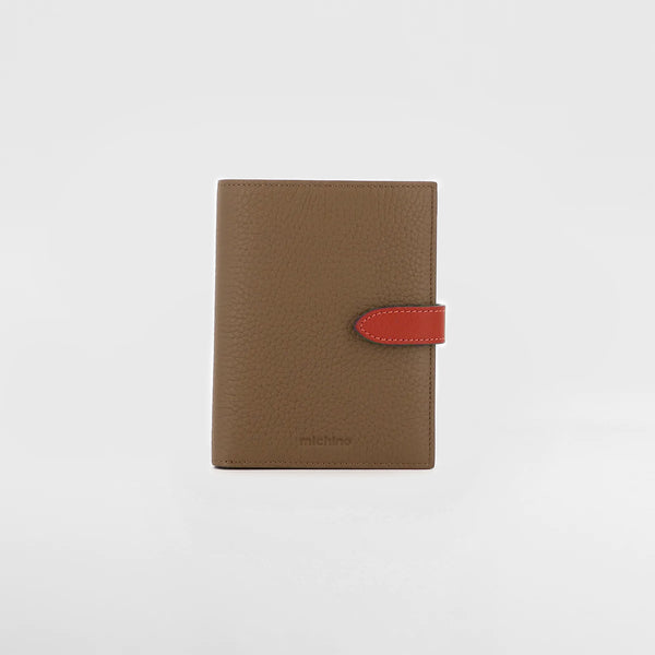 LEATHER MEDIUM WALLET TAUPE / RED