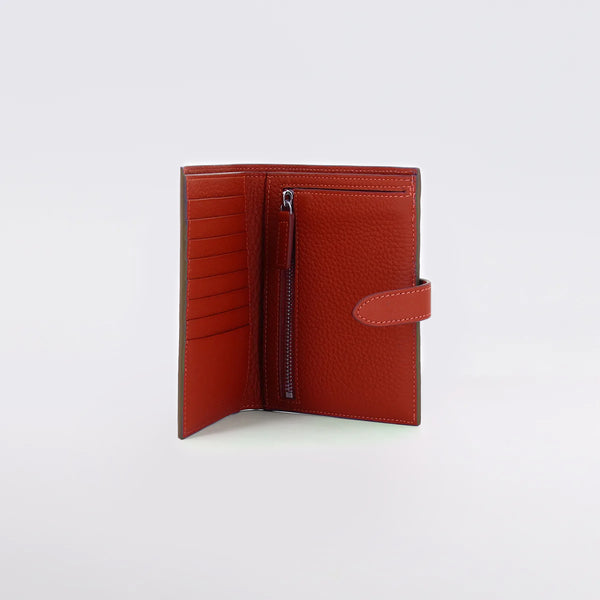 LEATHER MEDIUM WALLET TAUPE / RED