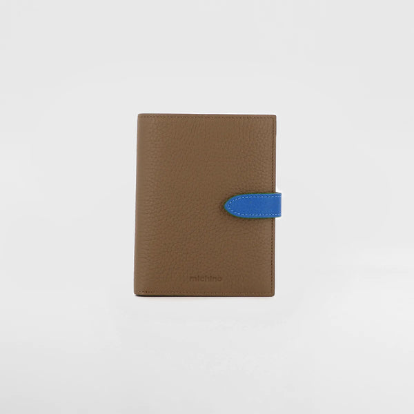 LEATHER MEDIUM WALLET ETAUPE / TRANSAT BLUE