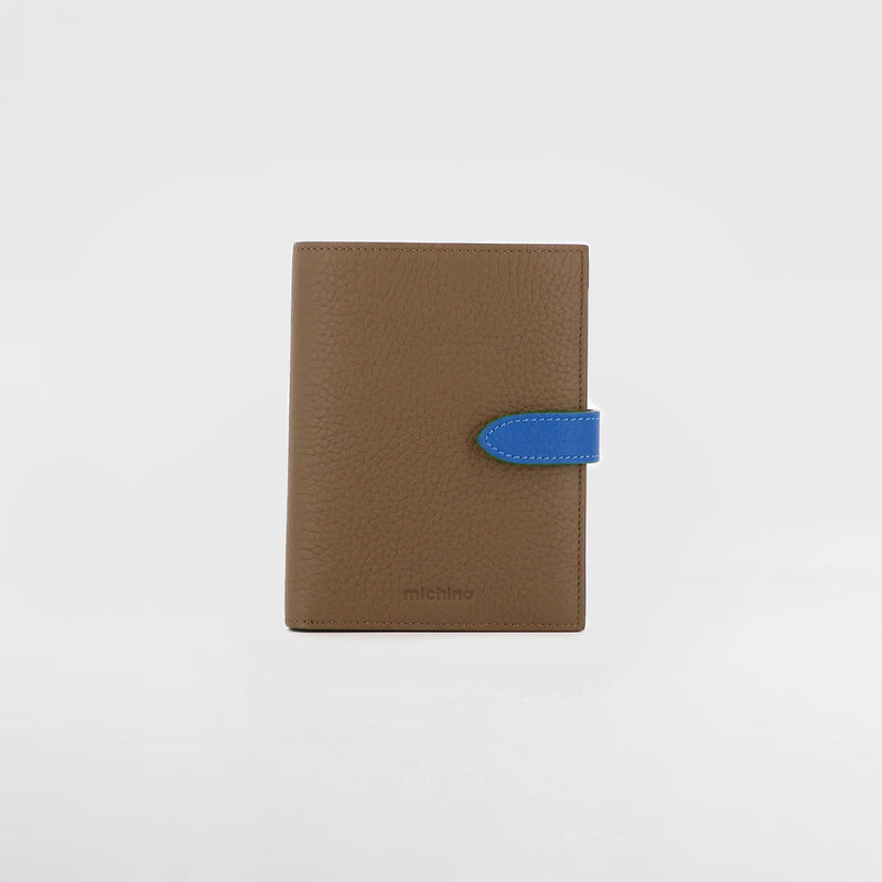 LEATHER MEDIUM WALLET ETAUPE / TRANSAT BLUE