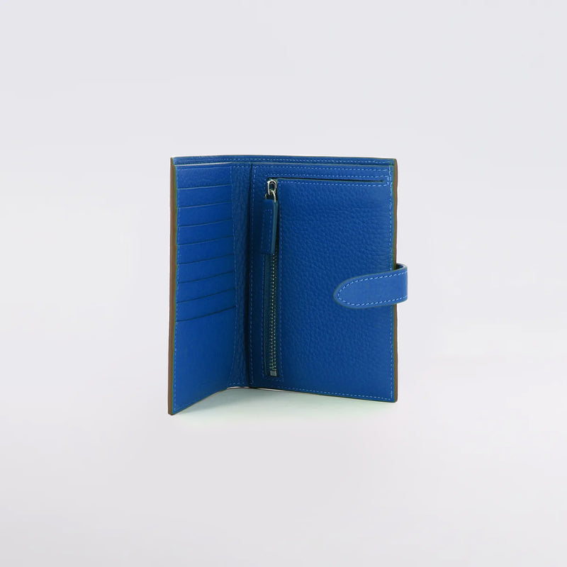 LEATHER MEDIUM WALLET ETAUPE / TRANSAT BLUE