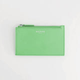 LEATHER ZIP CARD HOLDER ALMOND GREEN