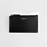 LEATHER ZIP CARD HOLDER BLACK