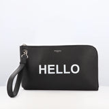 LEATHER CLUTCH HELLO BLACK