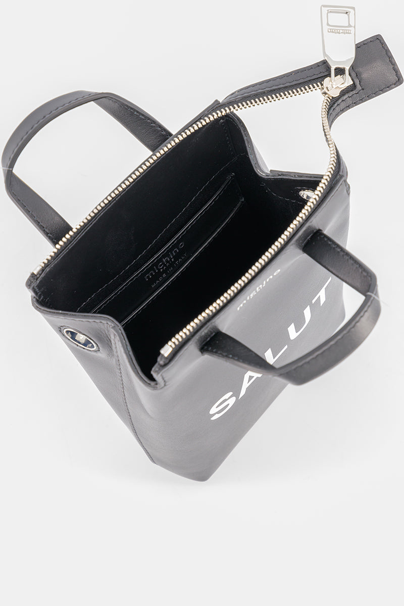 LEATHER SHOULDER BAG NOTRE-DAME NANO SALUT BLACK
