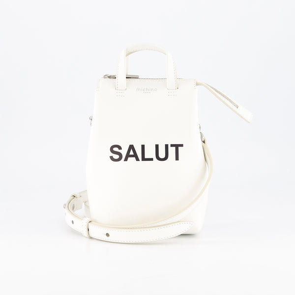 SAC À BANDOULIÈRE EN CUIR NOTRE-DAME NANO SALUT BLANC