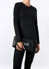 LEATHER CLUTCH HELLO BLACK