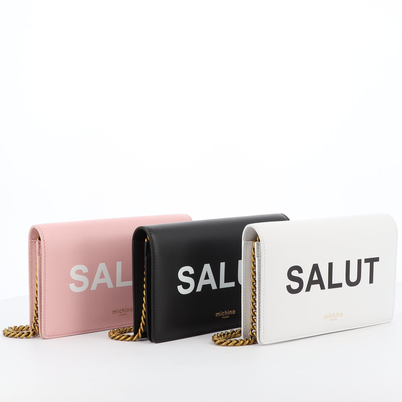 LEATHER LIGHT PINK WALLET ON CHAIN SALUT