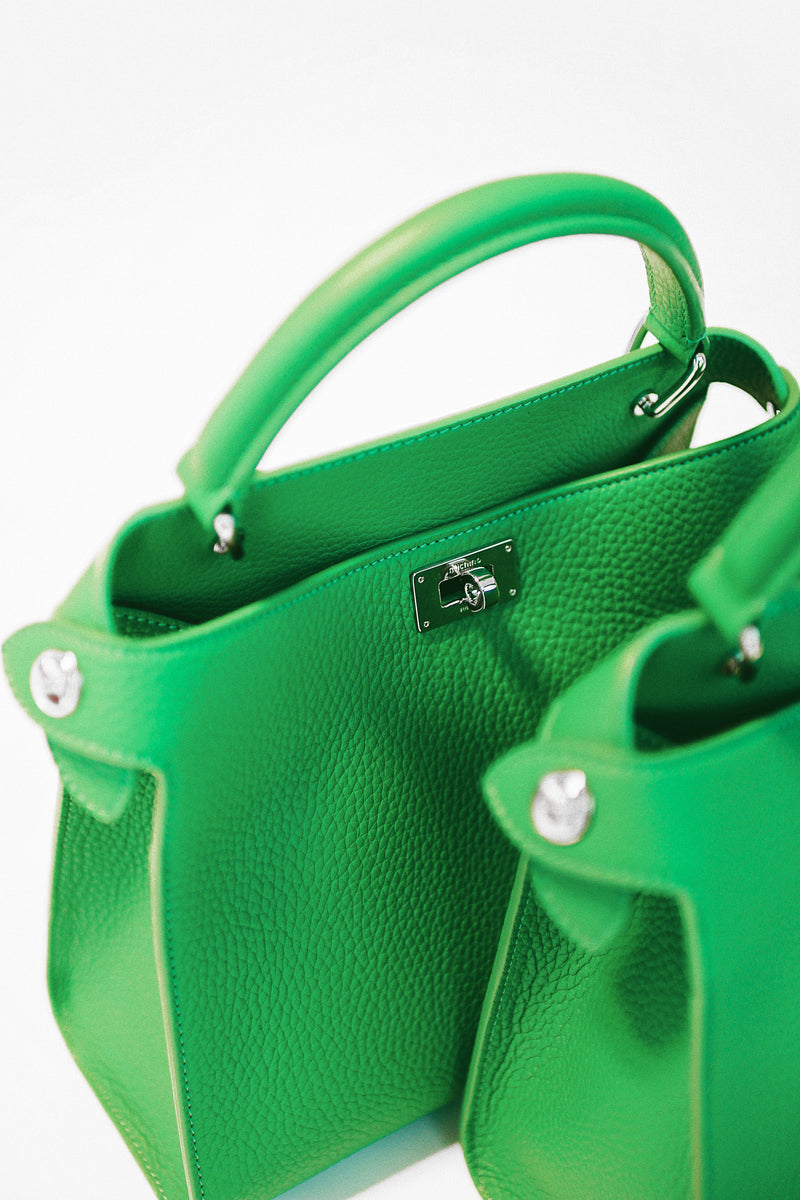 LEATHER HANDBAG LUTECE MINI GREEN BAMBOO