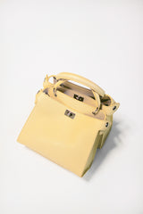 LEATHER HANDBAG LUTECE MINI PASTEL YELLOW