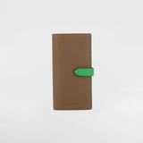 LEATHER LONG THIN WALLET TAUPE / GREEN BAMBOO