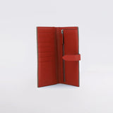 LEATHER LONG THIN WALLET TAUPE / RED