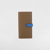 LEATHER LONG THIN WALLET TAUPE / TRANSAT BLUE