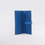 LEATHER LONG THIN WALLET TAUPE / TRANSAT BLUE