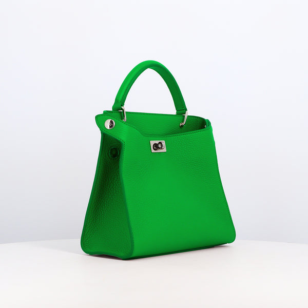 LEATHER HANDBAG LUTECE MINI GREEN BAMBOO