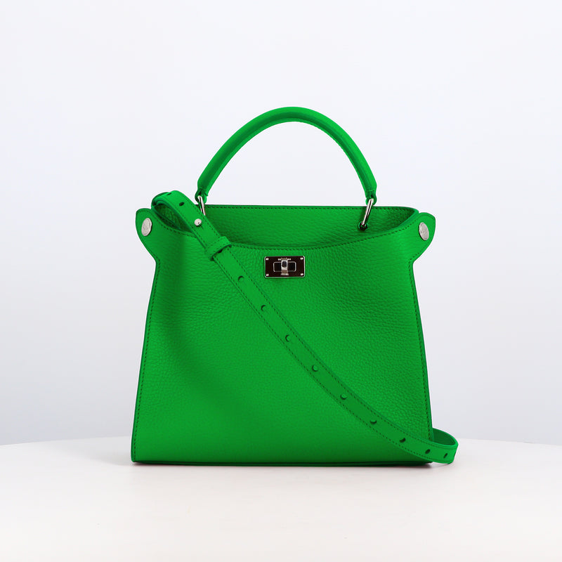 LEATHER HANDBAG LUTECE MINI GREEN BAMBOO