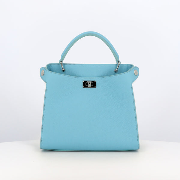LEATHER HANDBAG LUTECE MINI SKY BLUE