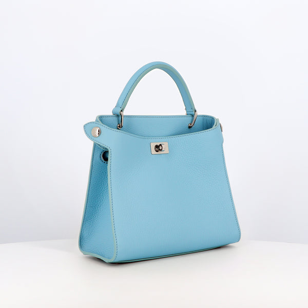 LEATHER HANDBAG LUTECE MINI SKY BLUE