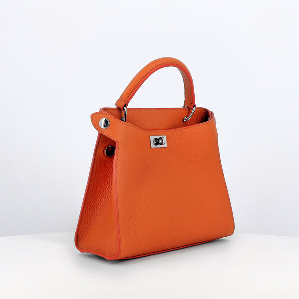 LEATHER HANDBAG LUTECE MINI ORANGE