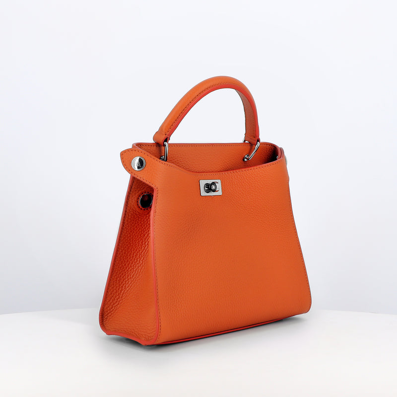 LEATHER HANDBAG LUTECE MINI ORANGE