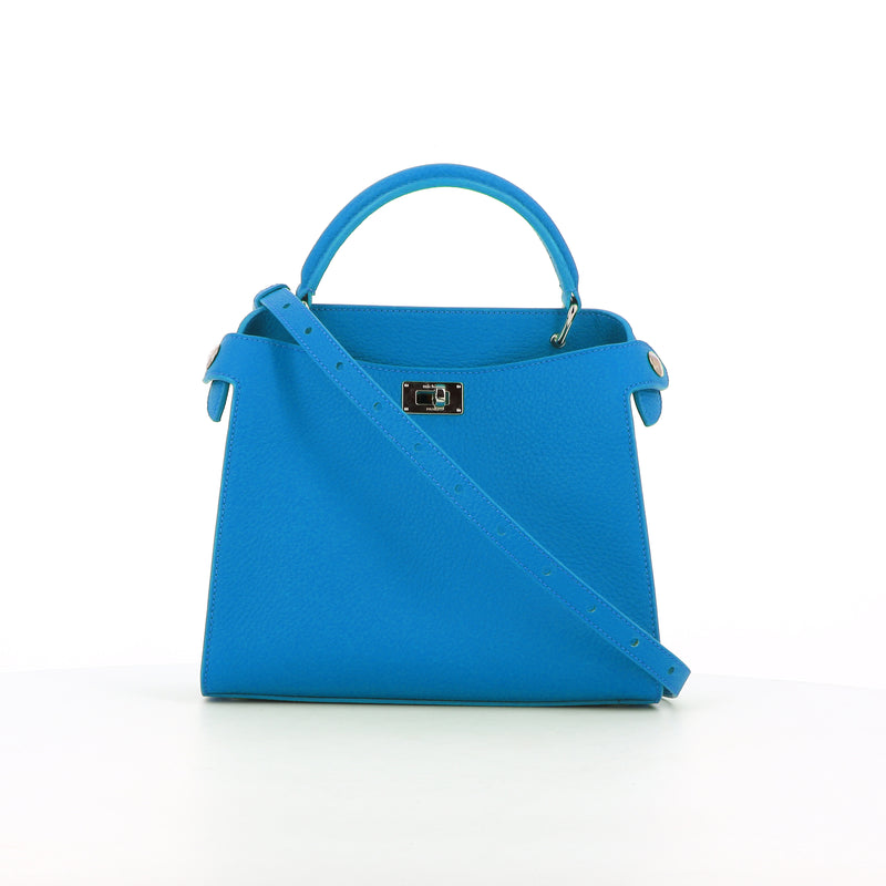 LEATHER HANDBAG LUTECE MINI TRANSAT BLUE