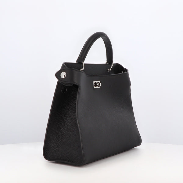 LEATHER HANDBAG LUTECE PM BLACK