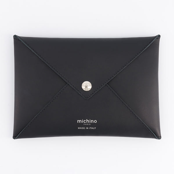 black leather envelope pouch