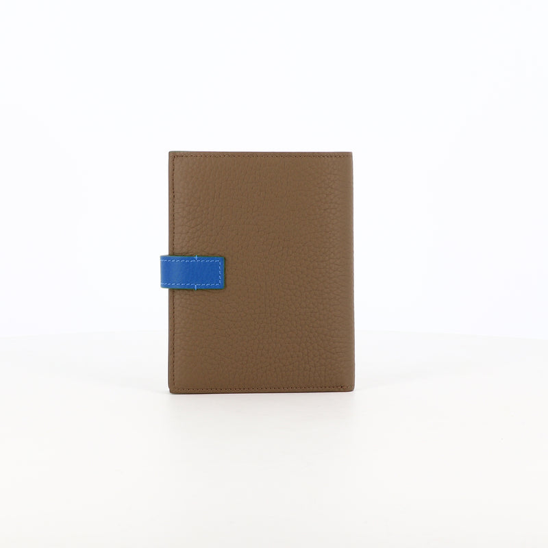 LEATHER MEDIUM WALLET ETAUPE / TRANSAT BLUE