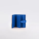 LEATHER BIFOLD WALLET TAUPE / TRANSAT BLUE