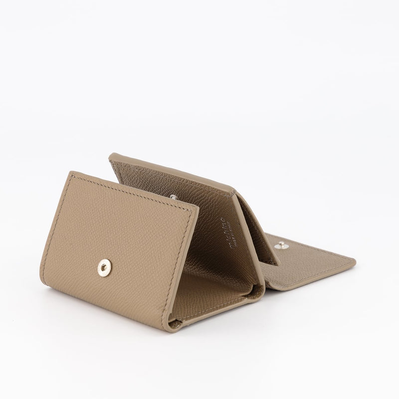LEATHER MINI WALLET GRAINED TAUPE