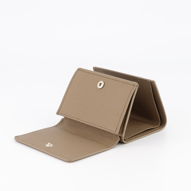 LEATHER MINI WALLET GRAINED TAUPE
