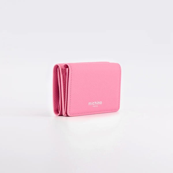 LEATHER MINI WALLET GRAINED FUXIA