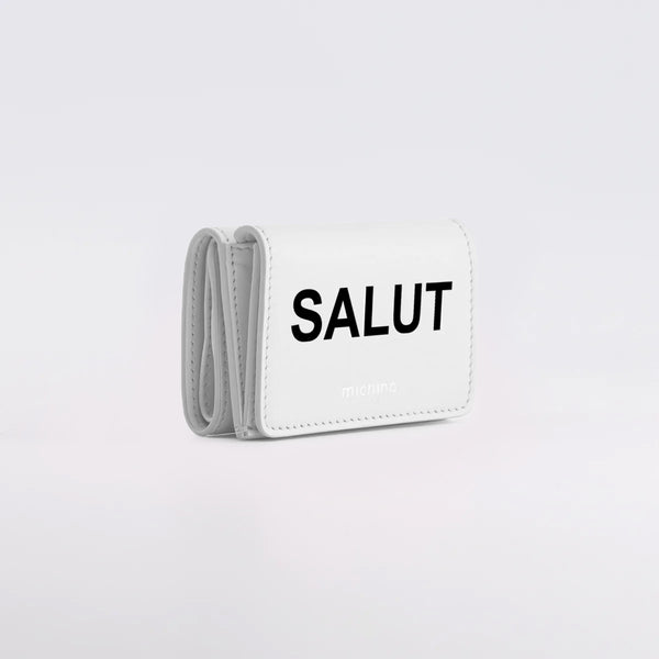 MINI PORTEFEUILLE SALUT EN CUIR BLANC