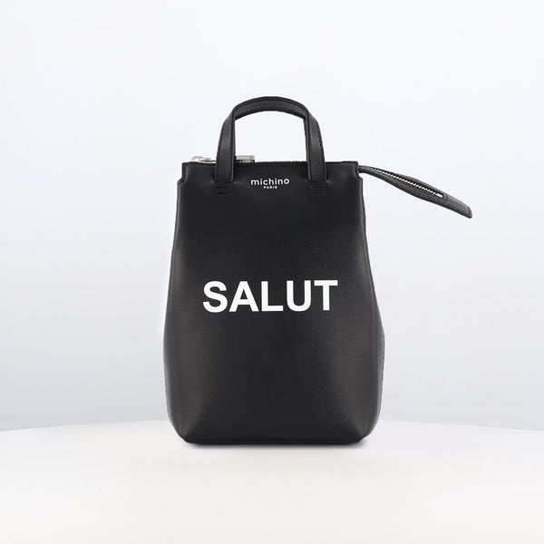 SAC À BANDOULIÈRE EN CUIR NOTRE-DAME NANO SALUT NOIR