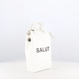 LEATHER SHOULDER BAG NOTRE-DAME NANO SALUT WHITE