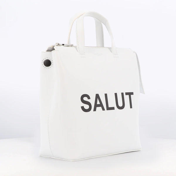 LEATHER SHOULDER BAG NOTRE-DAME SALUT SMALL WHITE