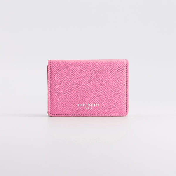 LEATHER MINI WALLET GRAINED FUXIA