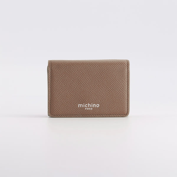 LEATHER MINI WALLET GRAINED TAUPE