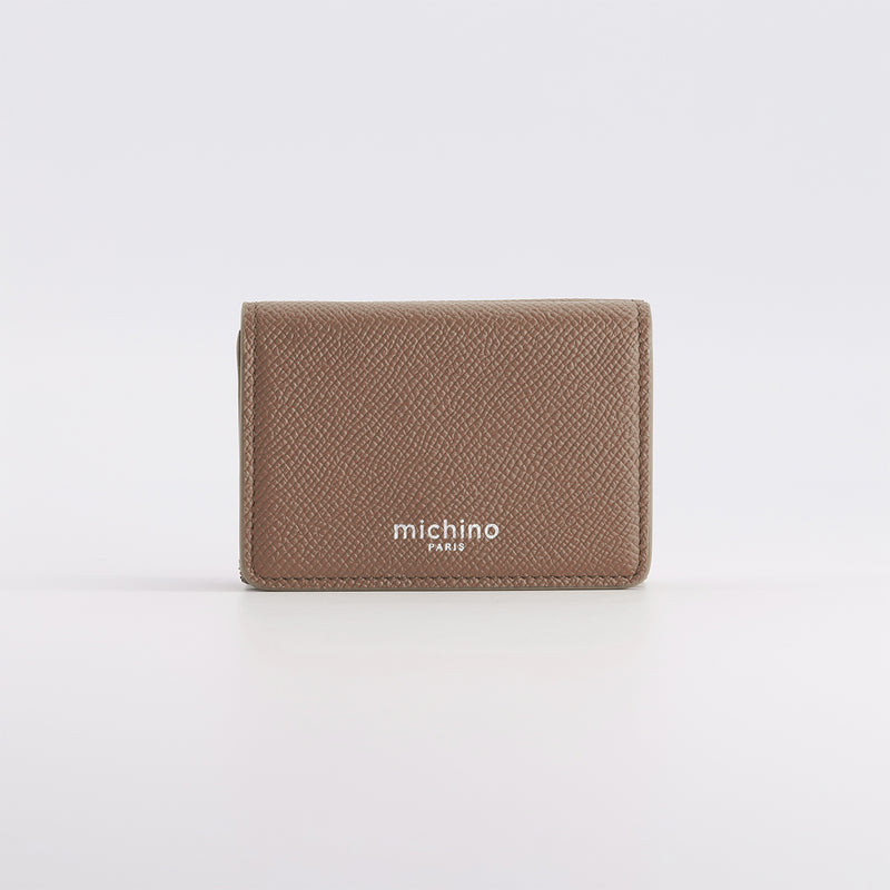 LEATHER MINI WALLET GRAINED TAUPE