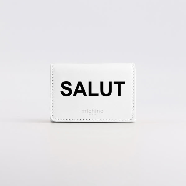 MINI PORTEFEUILLE SALUT EN CUIR BLANC