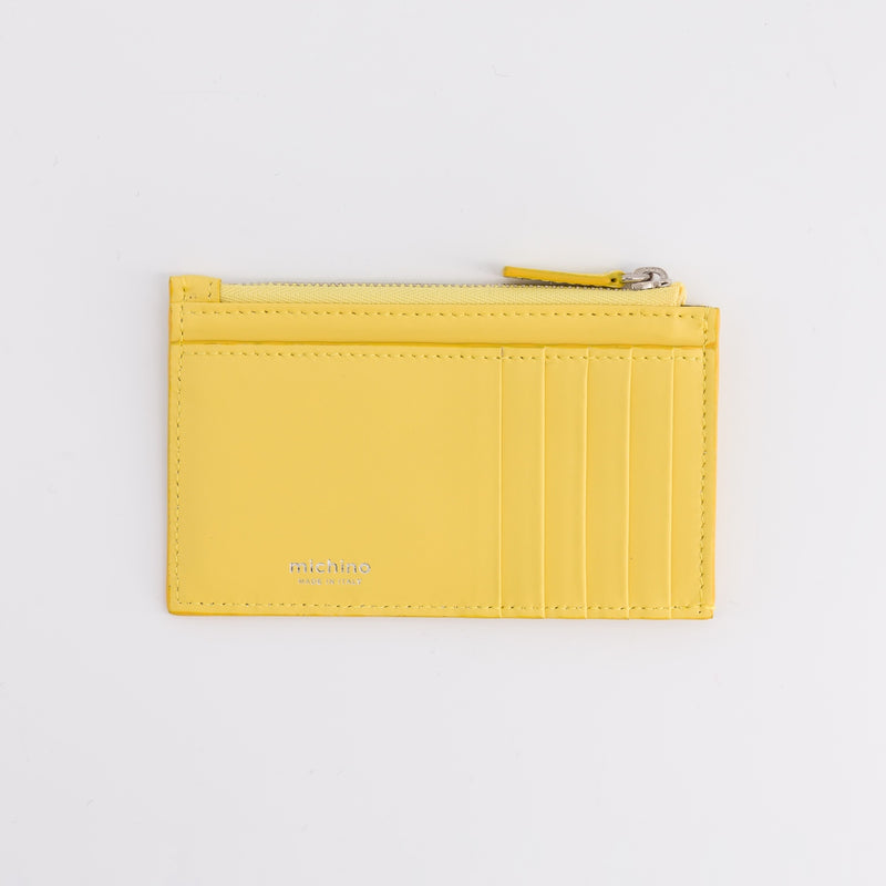 yellow leather card holder