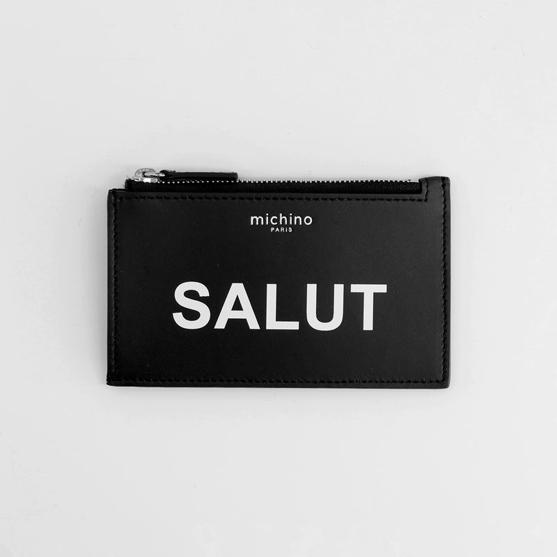 zip card holder salut black