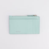 blue leather zip card holder