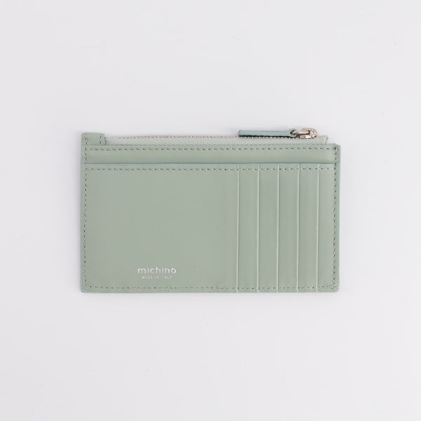 green leather card case 