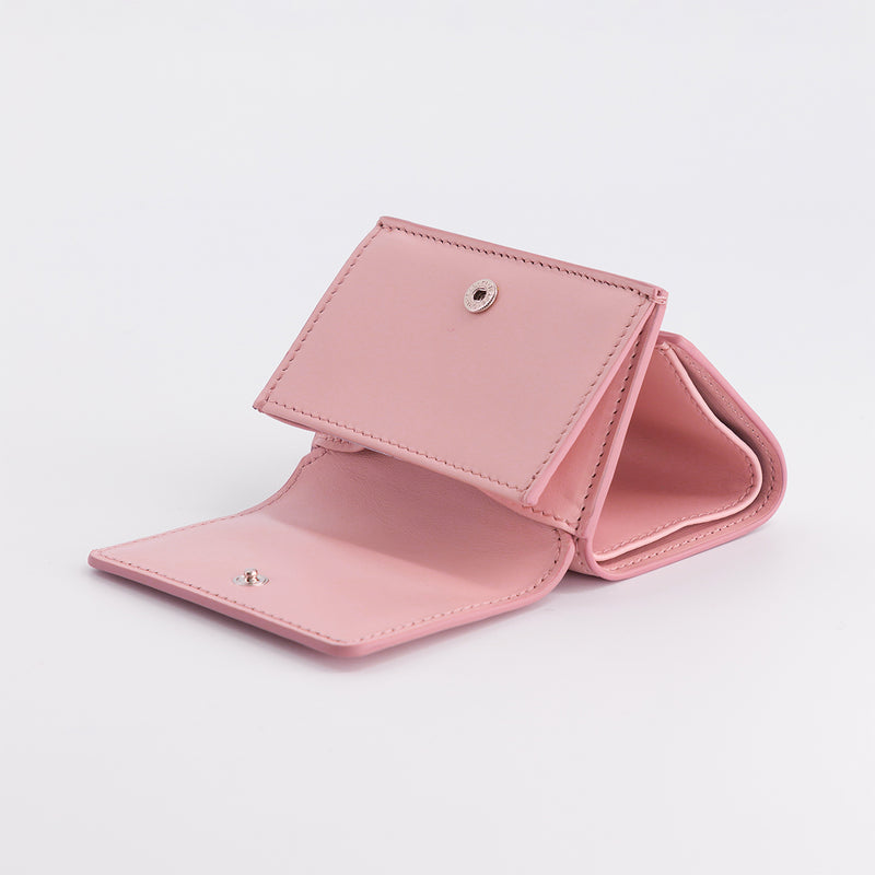 LEATHER MINI WALLET POWDER PINK SALUT
