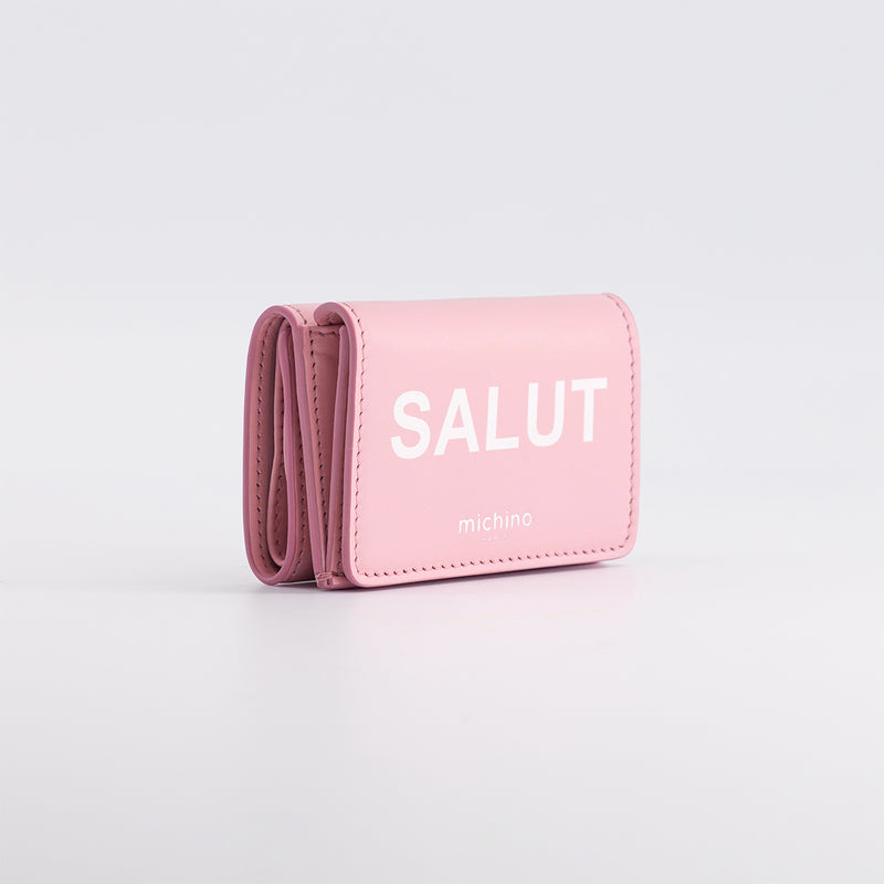 LEATHER MINI WALLET POWDER PINK SALUT