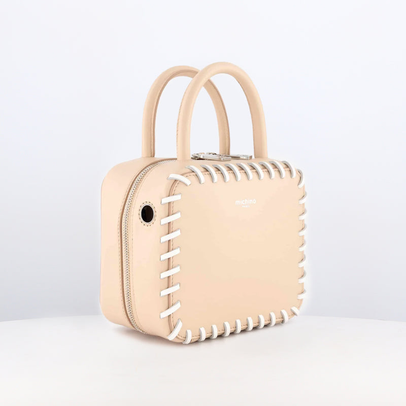 LEATHER HANDBAG PIGALLE MINI POUDRE PANA
