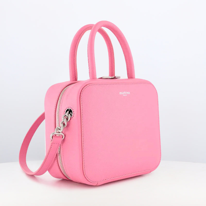 SAC À MAIN EN CUIR GRAINÉ PIGALLE PETIT FUCHSIA