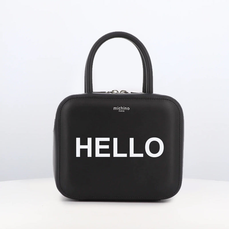 SAC À MAIN EN CUIR PIGALLE PETIT HELLO NOIR