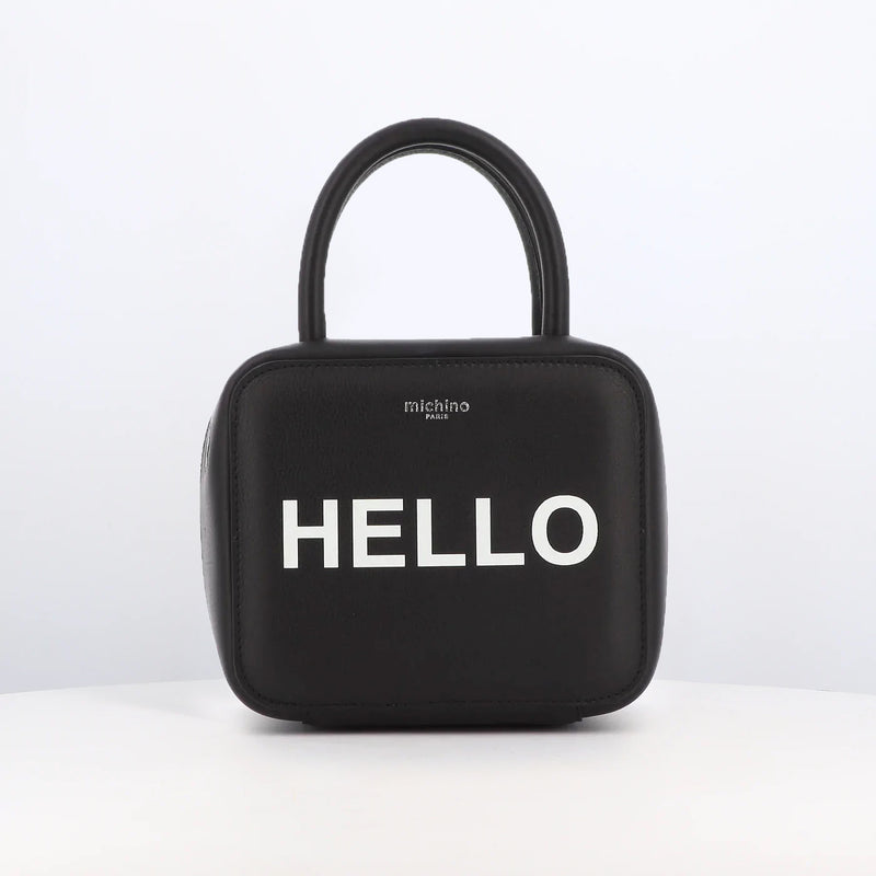 SAC À MAIN EN CUIR PIGALLE MINI NOIR HELLO